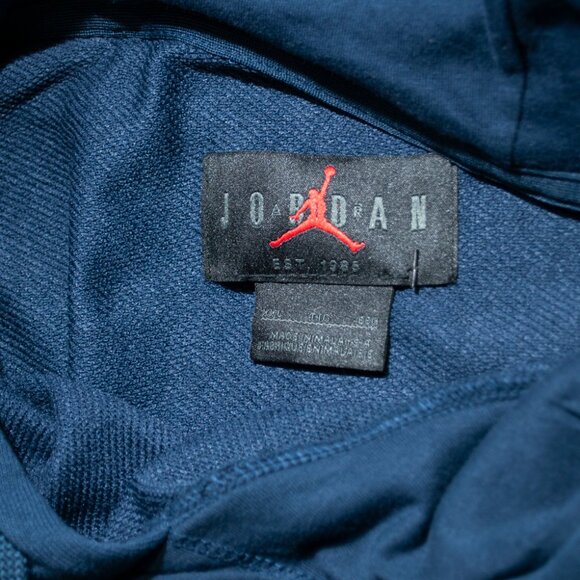 Air Jordan W Logo Sleeveless Hoodie Men XXL 2XL Navy Blue Pullover Jumpman RR11X - Picture 4 of 5